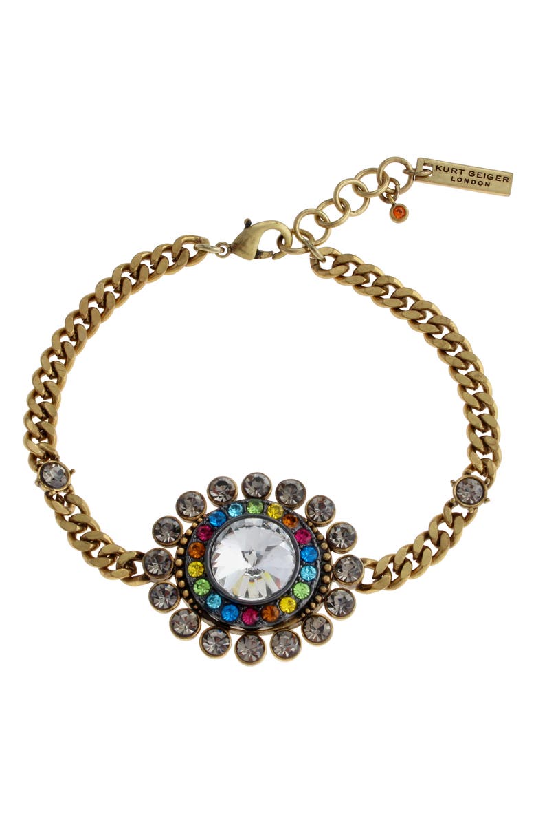 Kurt Geiger London Octavia Charm Chain Flex Bracelet, Main, color, 