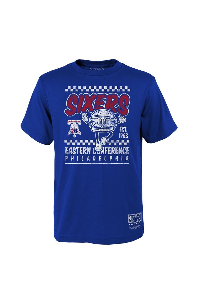 Mitchell & Ness Youth Mitchell & Ness Royal Philadelphia 76ers Concession Food Character T-Shirt, Alternate, color, Royal