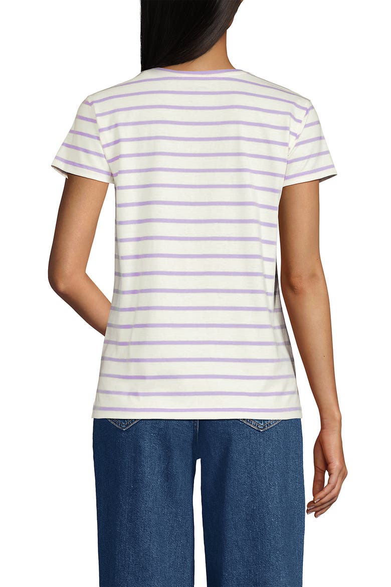 Supima Cotton Short Sleeve Scoop Neck Tee, Alternate, color, Ivory/Lilac Breton Stripe