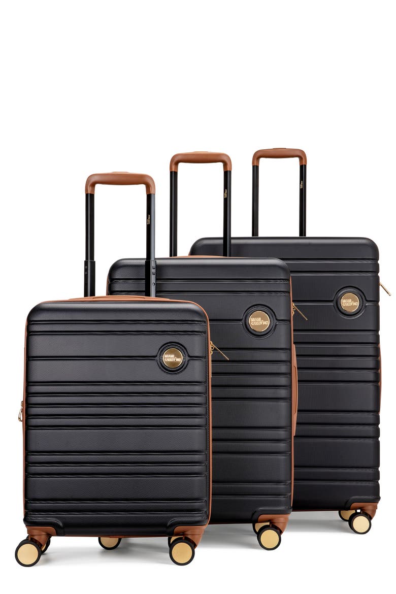 Brickell 3-Piece Hardside Spinner Luggage Set, Main, color, BLACK