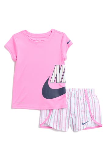 Nike Dri-fit Happy Camper Little Kids' Sprinter Set In Pink/white