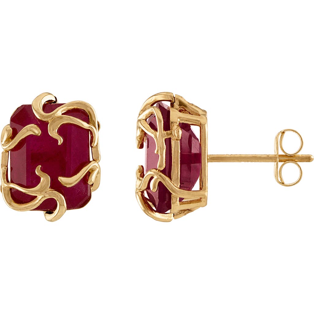 Fuzion Creations London Gemstone Stud Earrings In Ruby