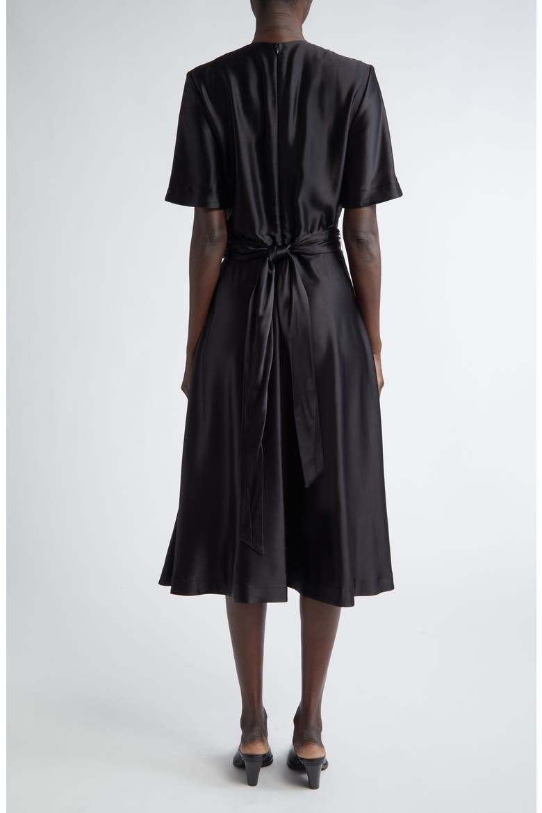Honey Tie Waist Silk Dress, Alternate, color, 000001 BLACK