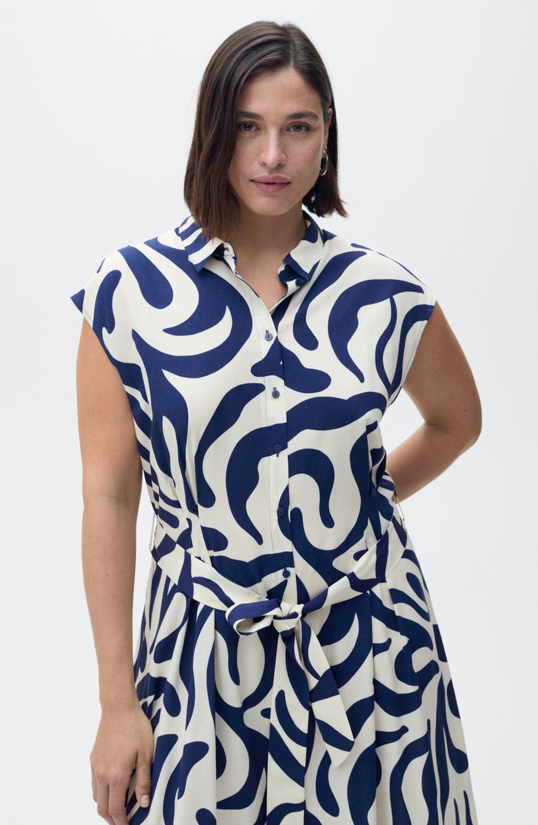 MANGO Print Pleated Shirtdress, Alternate, color,