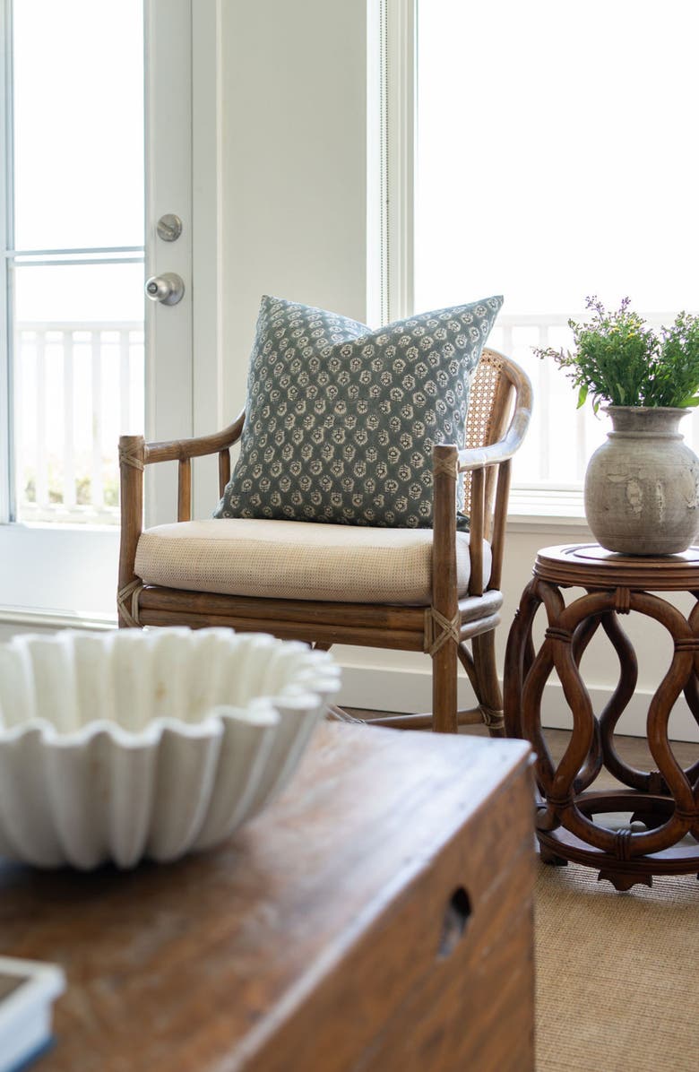 Linen & James Bailey | Navy Blue Floral Handblock Pillow Cover, Alternate, color, Navy