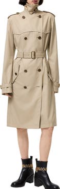 Burberry Long Silk-lined Tropical Gabardine Foxfield Trench Coat
