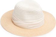Eugenia Kim Ruched Tulle Wide Brim Packable Straw Fedora