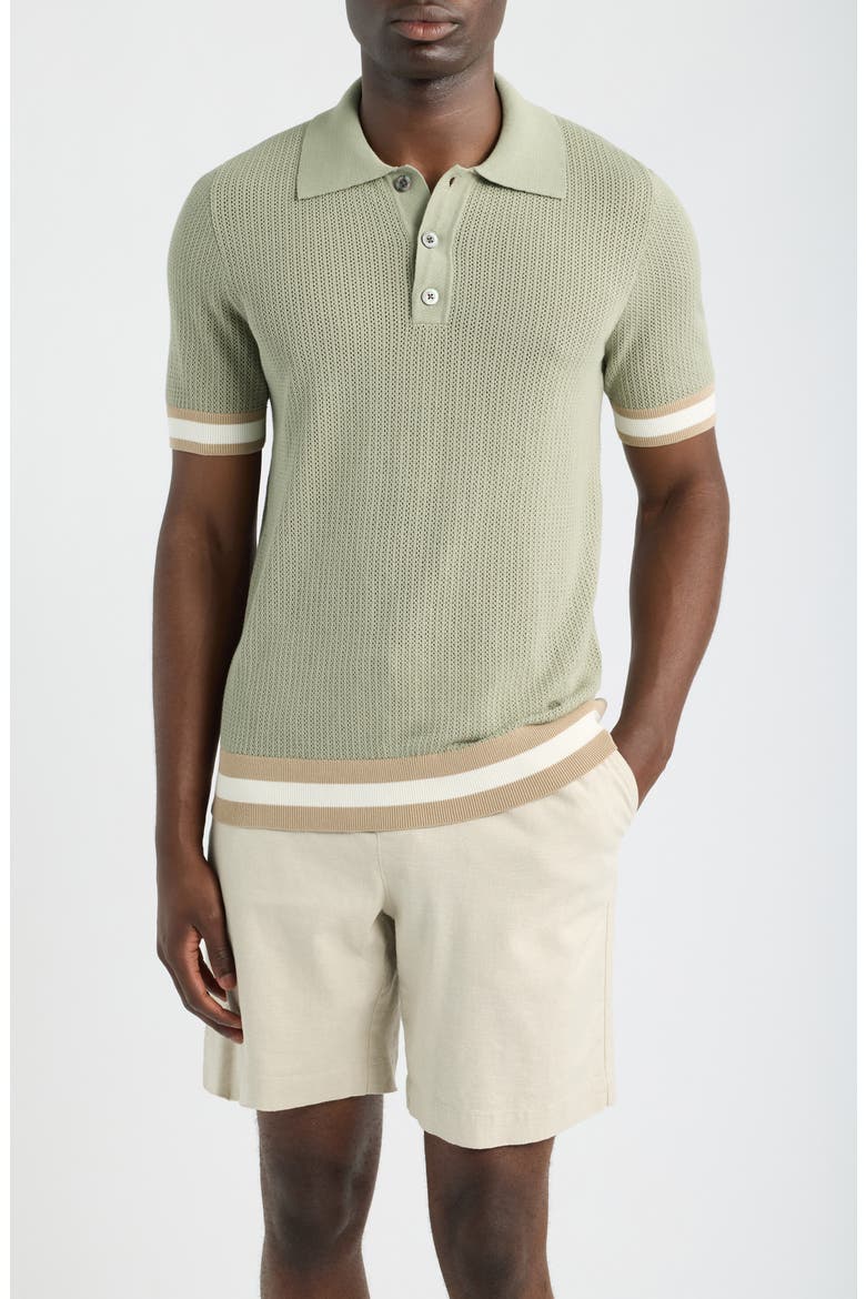 Quinn Open Knit Polo Sweater, Main, color, SAGE- 16