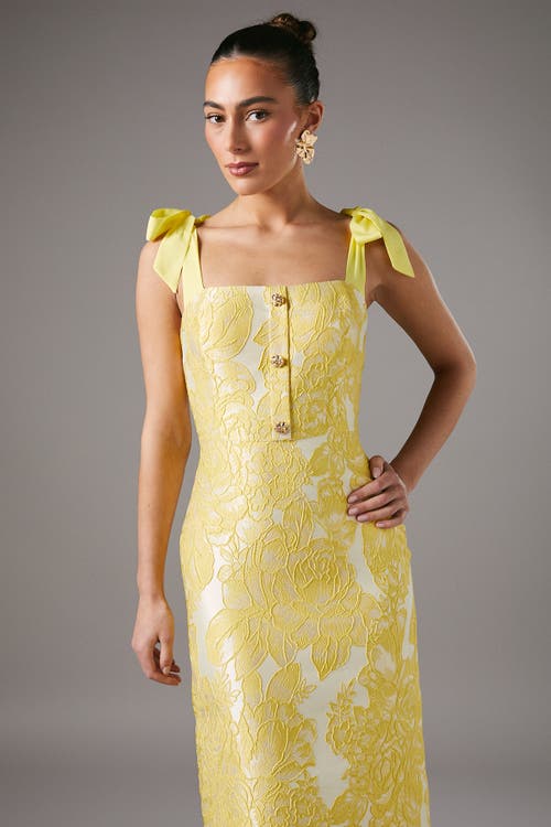 Coast Jacquard Pencil Midi Dress In Yellow