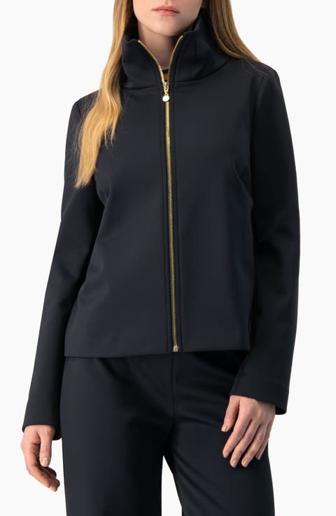 High-Neck Zip Bomber Jacket