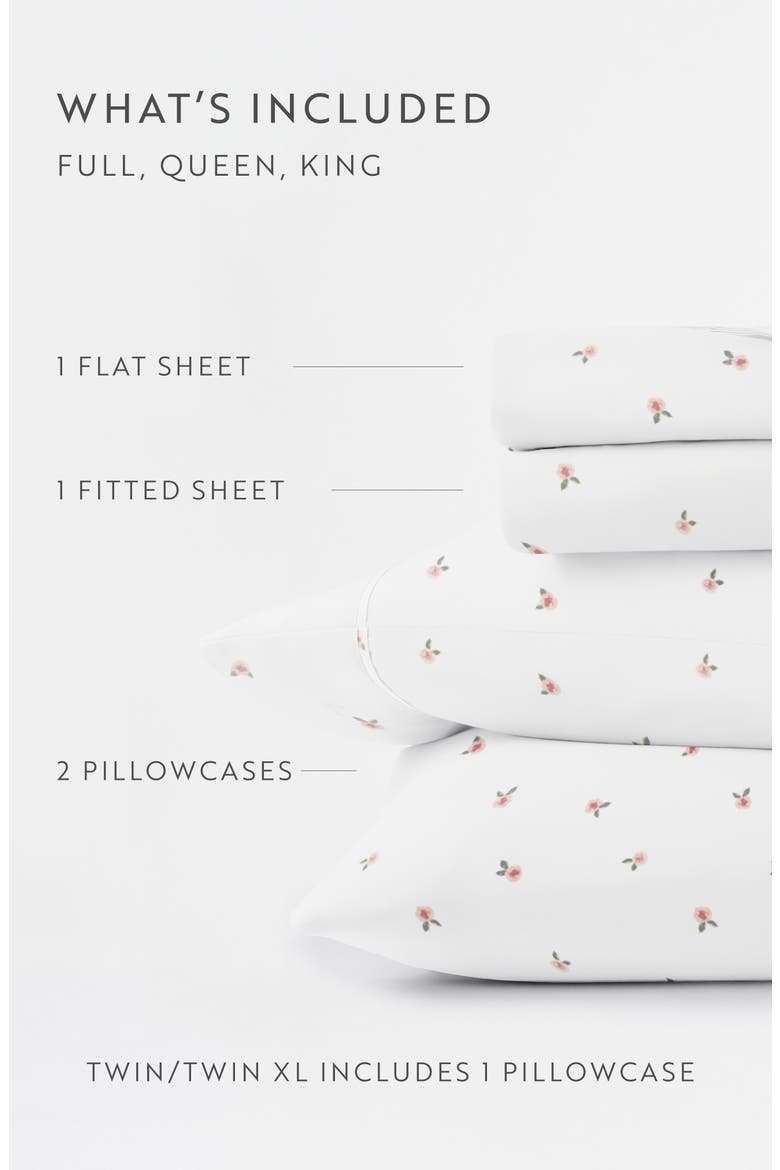 Kaycie Gray Ditsy Floral Microfiber Sheet Set, Alternate, color, PINK DITSY