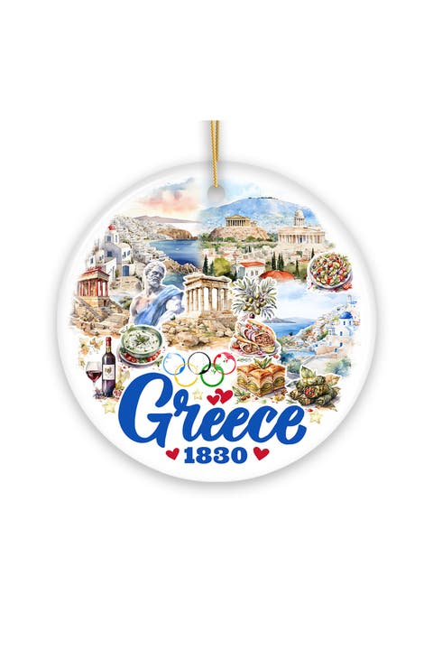 Greece Ancient Landmarks Ceramic Ornament - Version 2