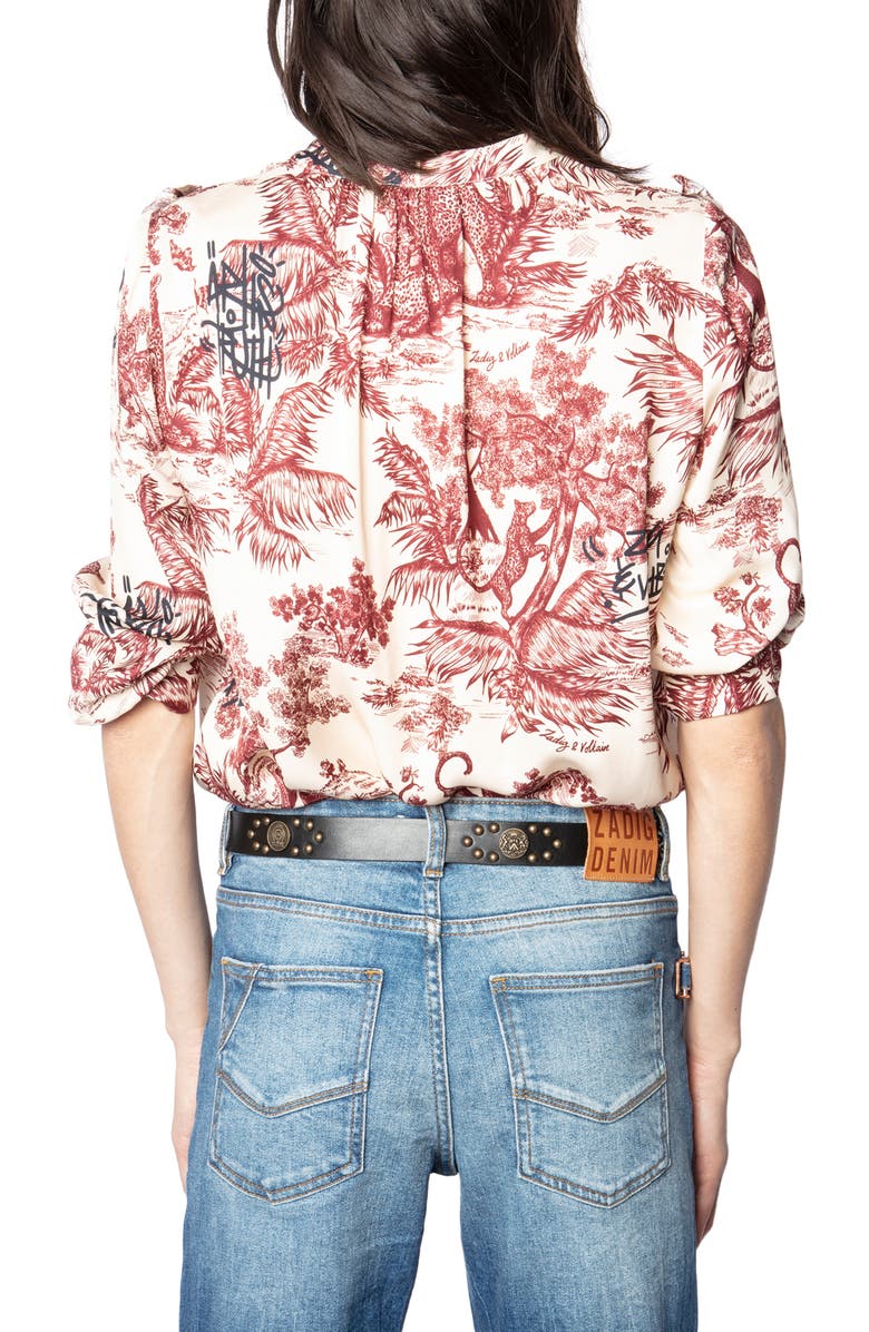 Zadig & Voltaire Tygg Juoy Satin Button-Up Shirt, Alternate, color, 