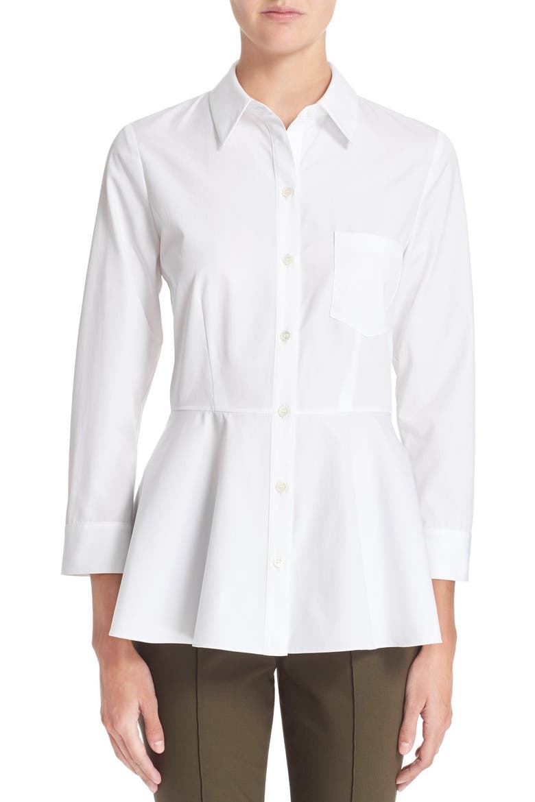 'Eyodis' Cotton Peplum Top, Main, color, WHITE