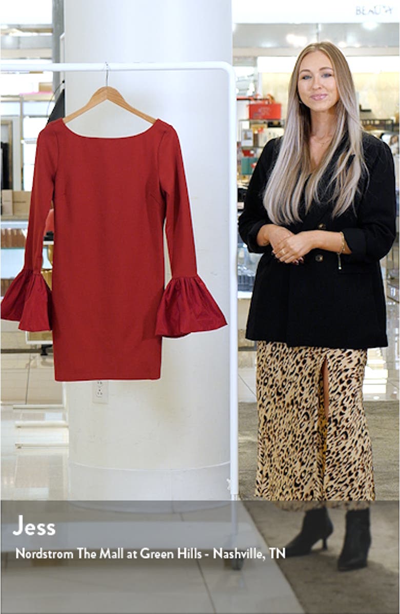 Hawthorne Mixed Media Long Sleeve Cocktail Minidress, sales video thumbnail