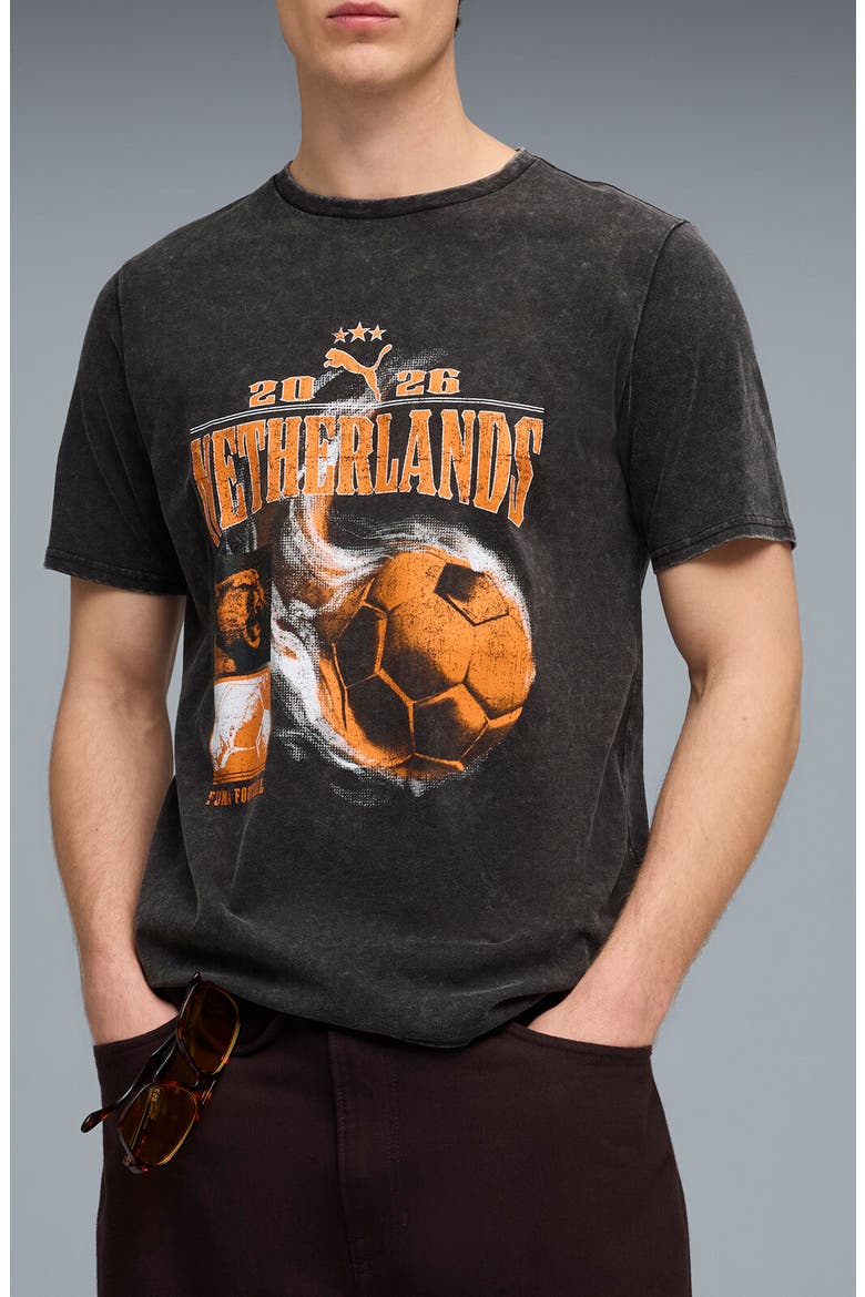 Fanpack '90s Netherlands Cotton Graphic T-Shirt, Main, color, PUMA BLACK/ RICKIE ORANGE