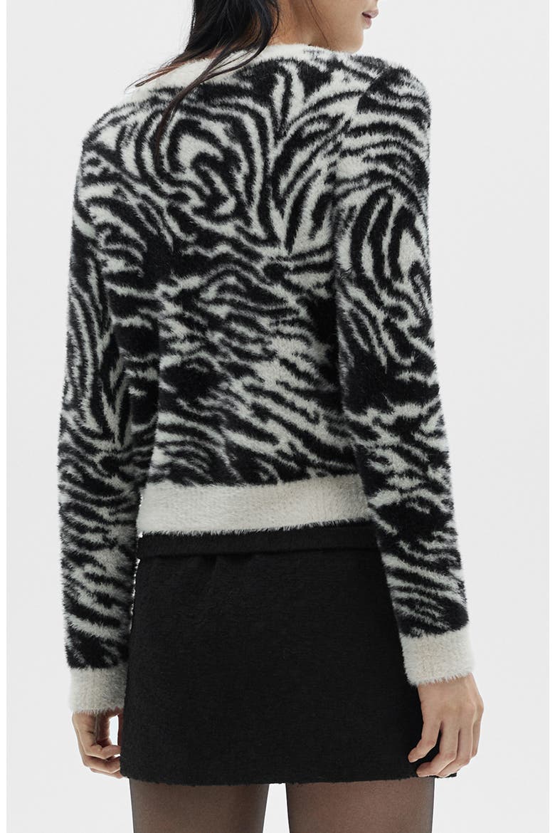 Zebra Jacquard Crewneck Sweater, Alternate, color, ECRU