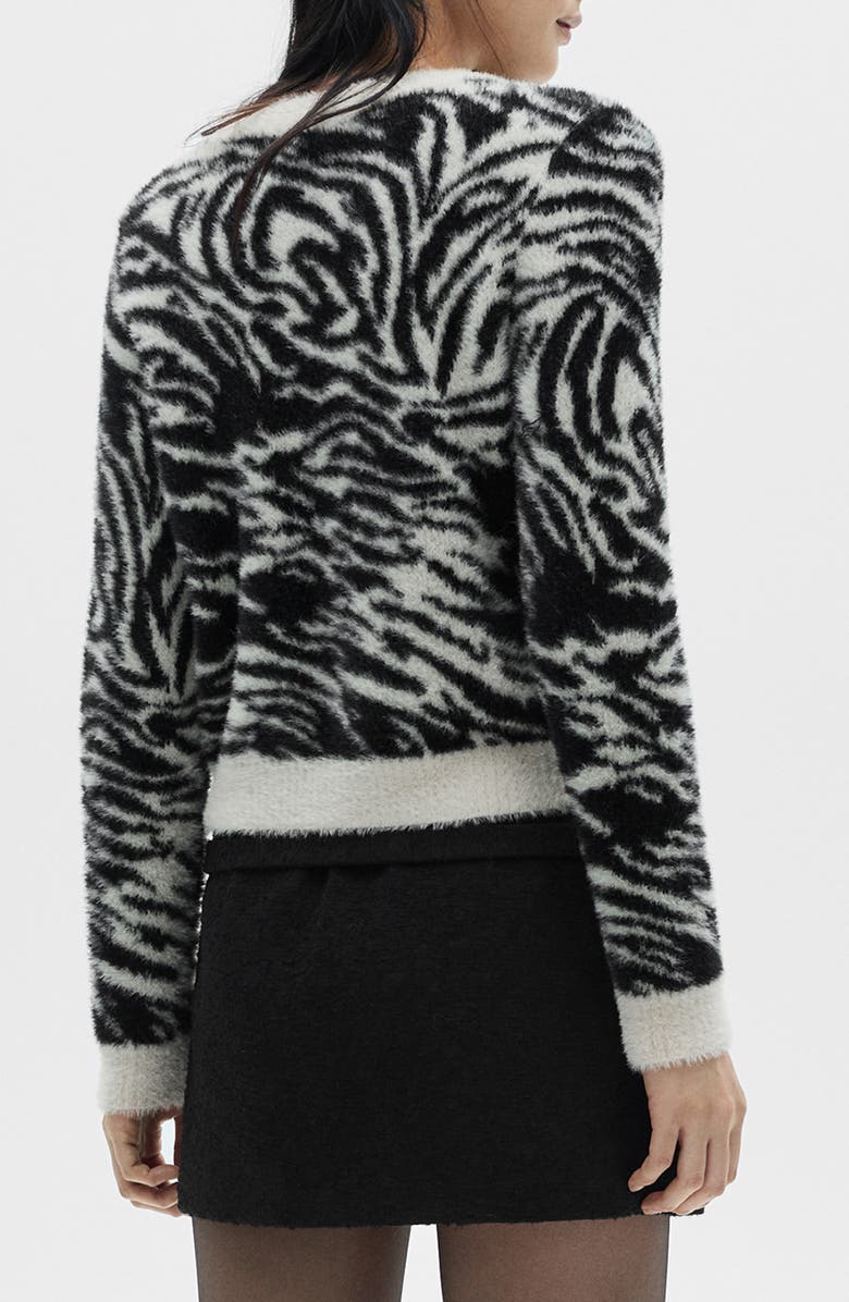 MANGO Zebra Jacquard Crewneck Sweater, Alternate, color, 