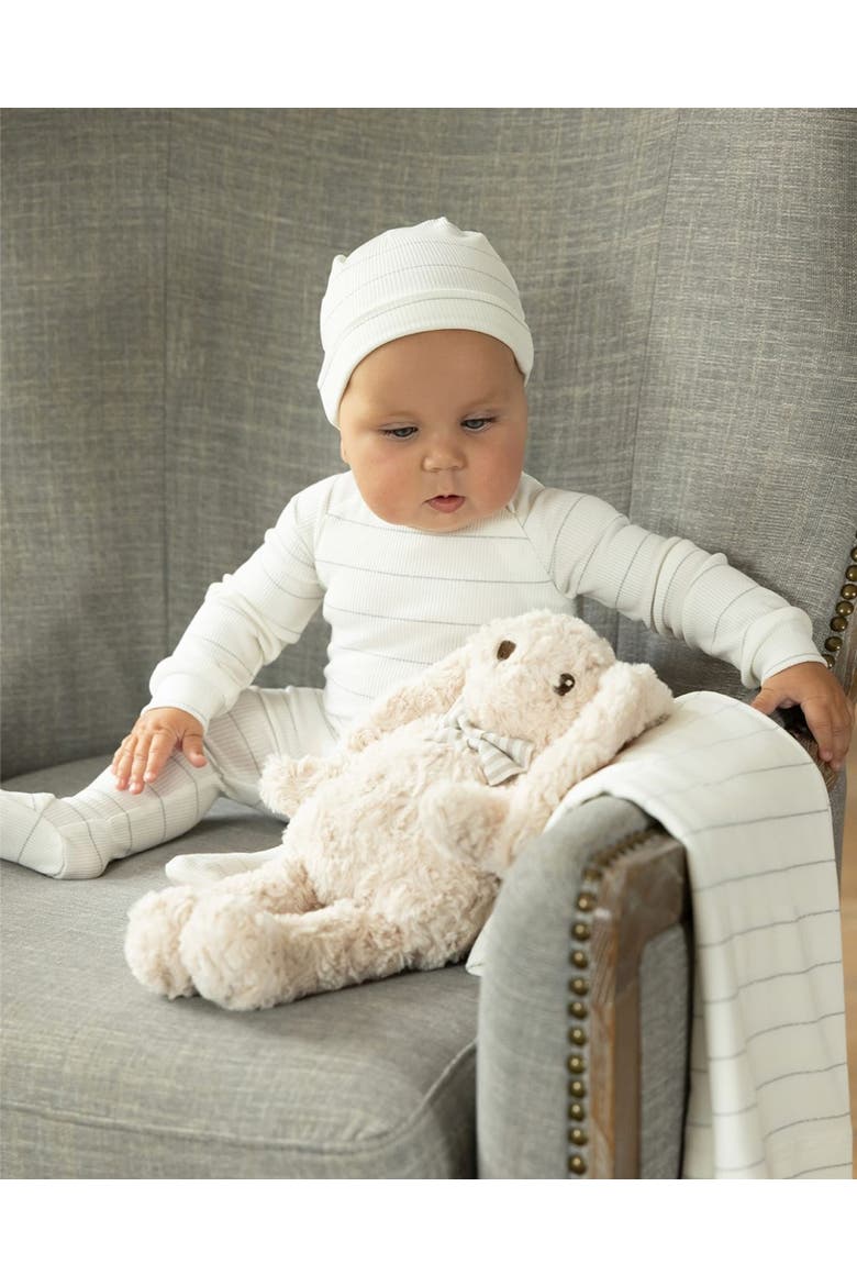 3 Piece Unisex Baby Ribbed Shimmer Stripe Footie Set, Alternate, color, White