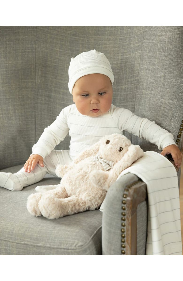 MiniMoi 3 Piece Unisex Baby Ribbed Shimmer Stripe Footie Set, Alternate, color, White