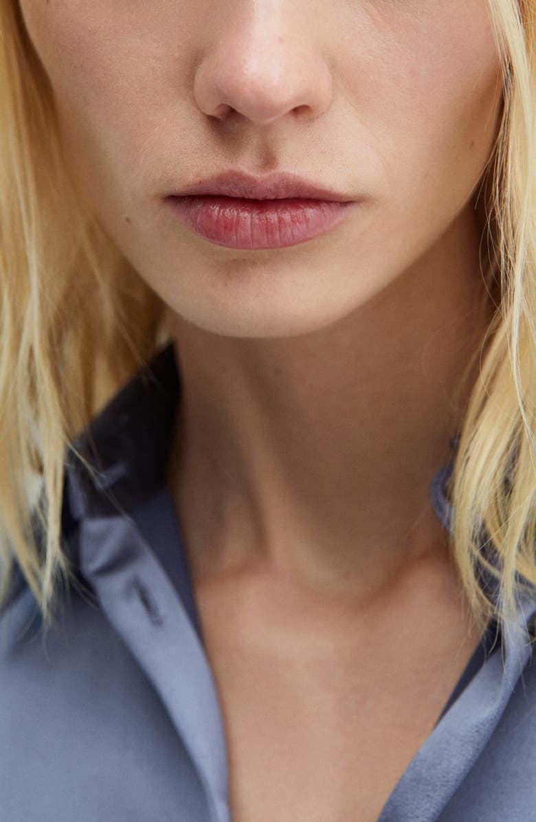 MANGO Long Sleeve Satin Midi Shirtdress, Alternate, color, 