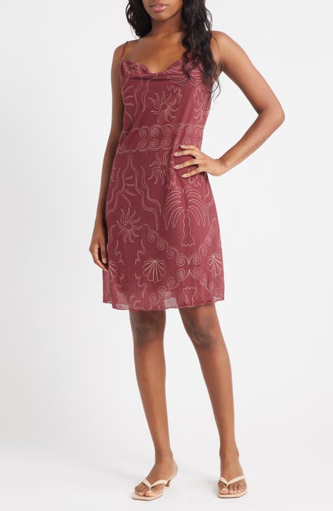 Crinkle Cowl Neck Minidress