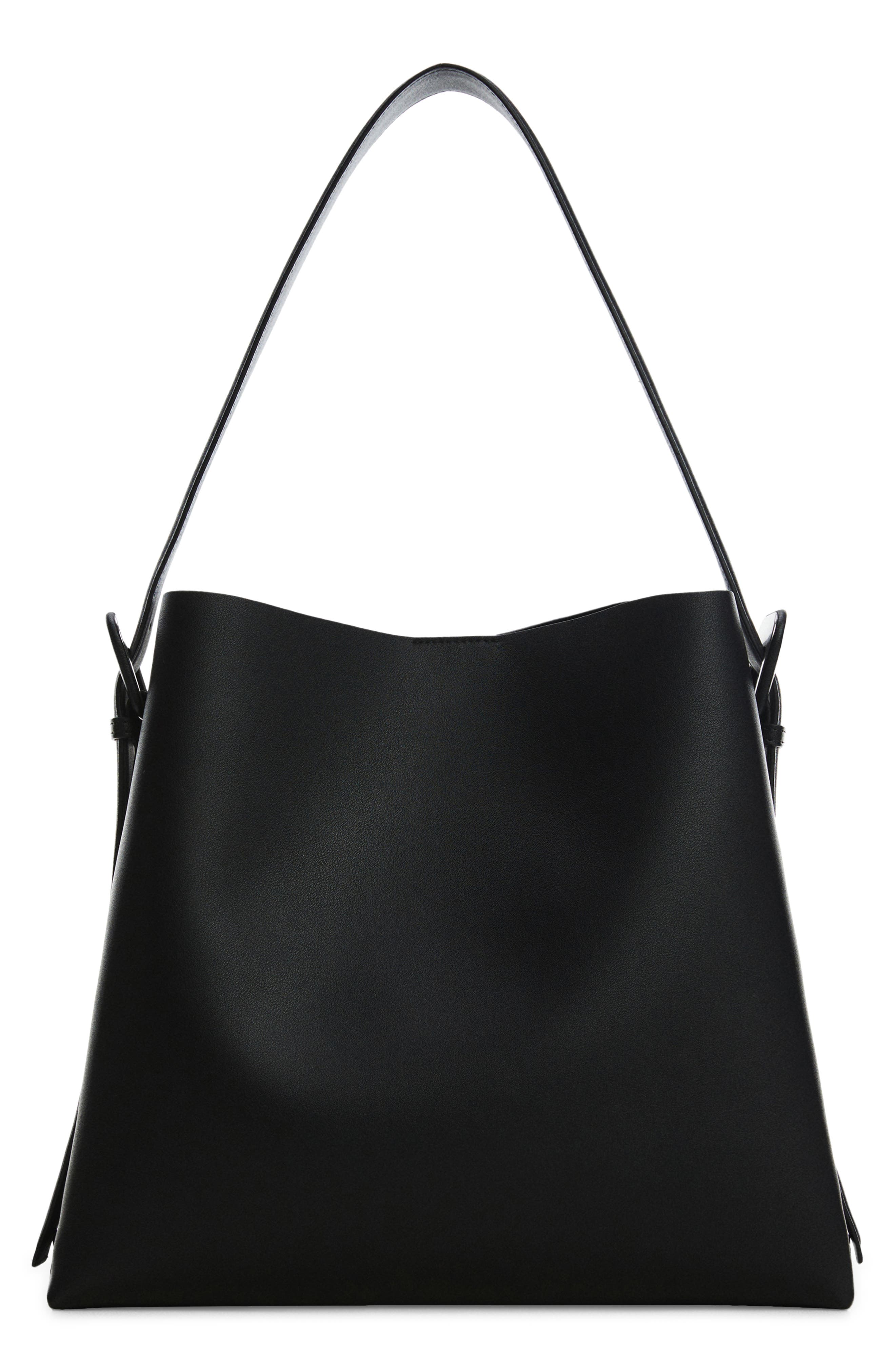 MANGO Buckle Detail Faux Leather Shopper Bag, Alternate, color, 