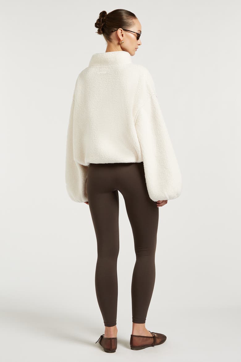 Sloane Borg Half-Zip Loose Fit Fleece, Alternate, color, Cream
