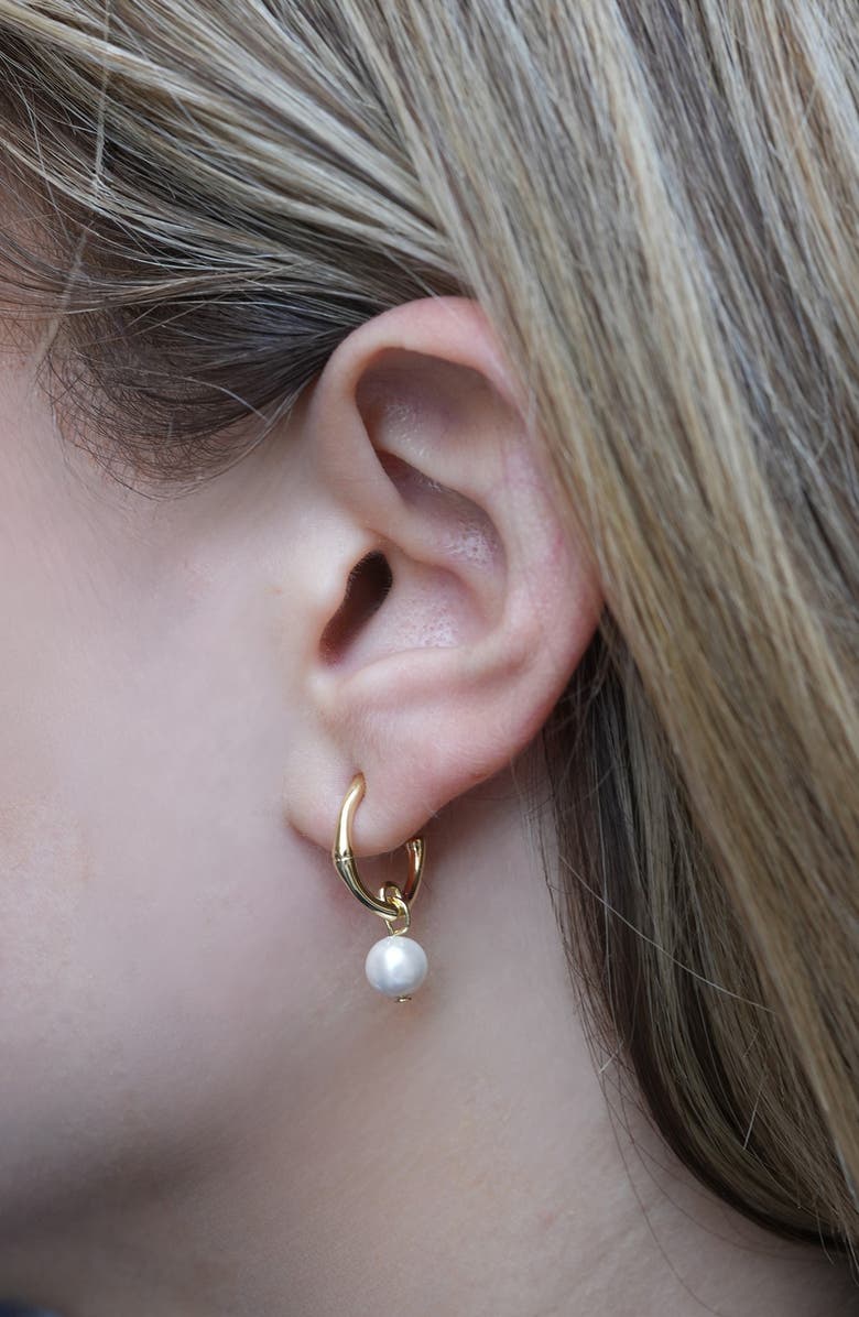 ARGENTO VIVO Faux Pearl Drop Hoop Earrings, Alternate, color, Gold