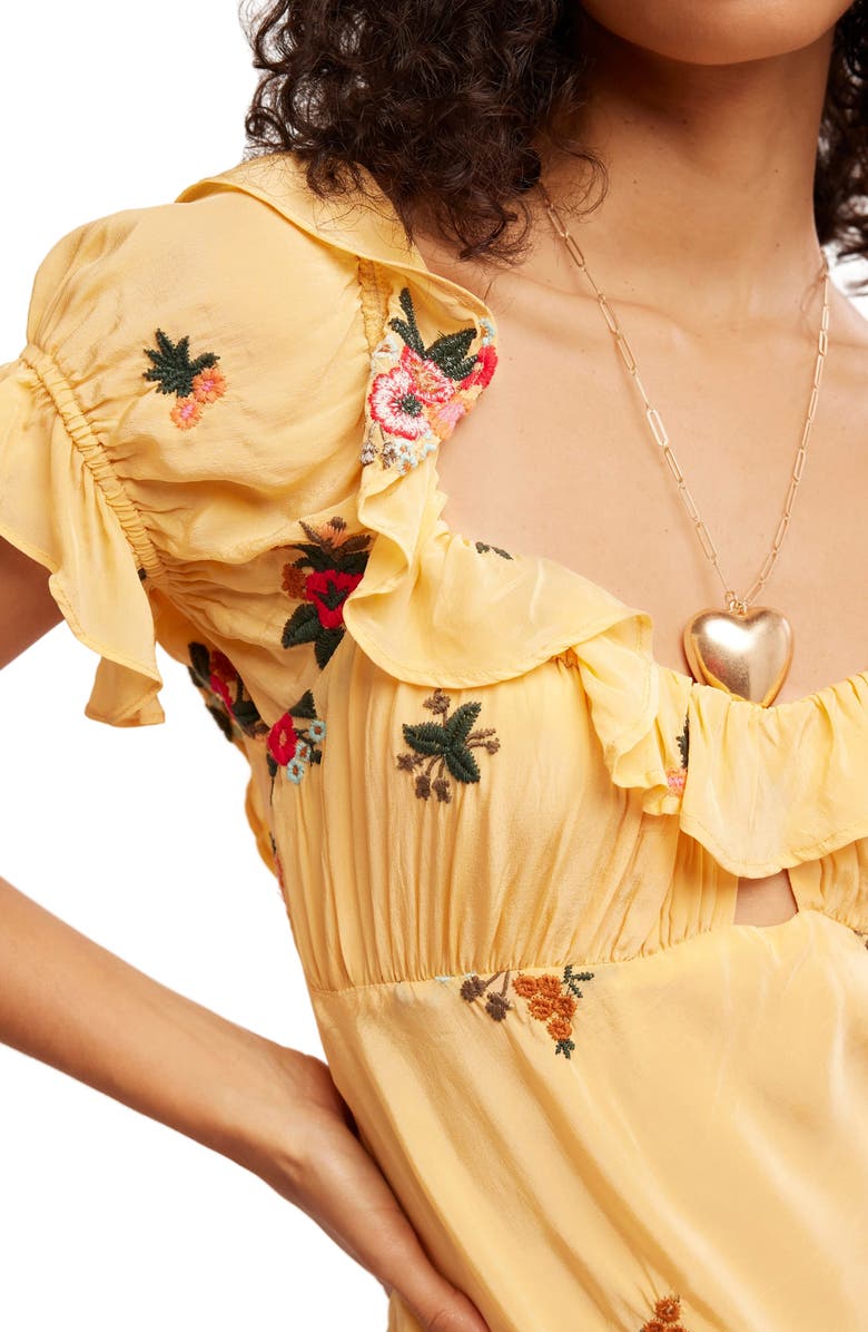 Free People Bali Santa Cruz Ruffle Dress, Alternate, color, Golden Sands Combo