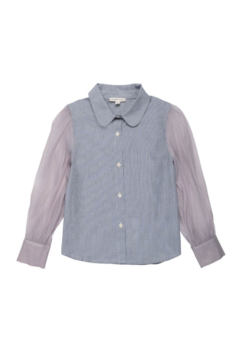 The Sunday Collective Pinstripe Chiffon Sleeve Blouse, Main, color, Grey