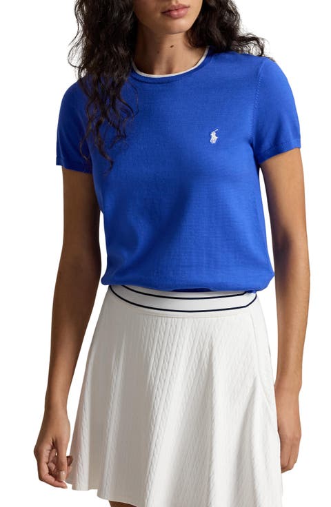 Cotton Blend Short Sleeve Sweater
