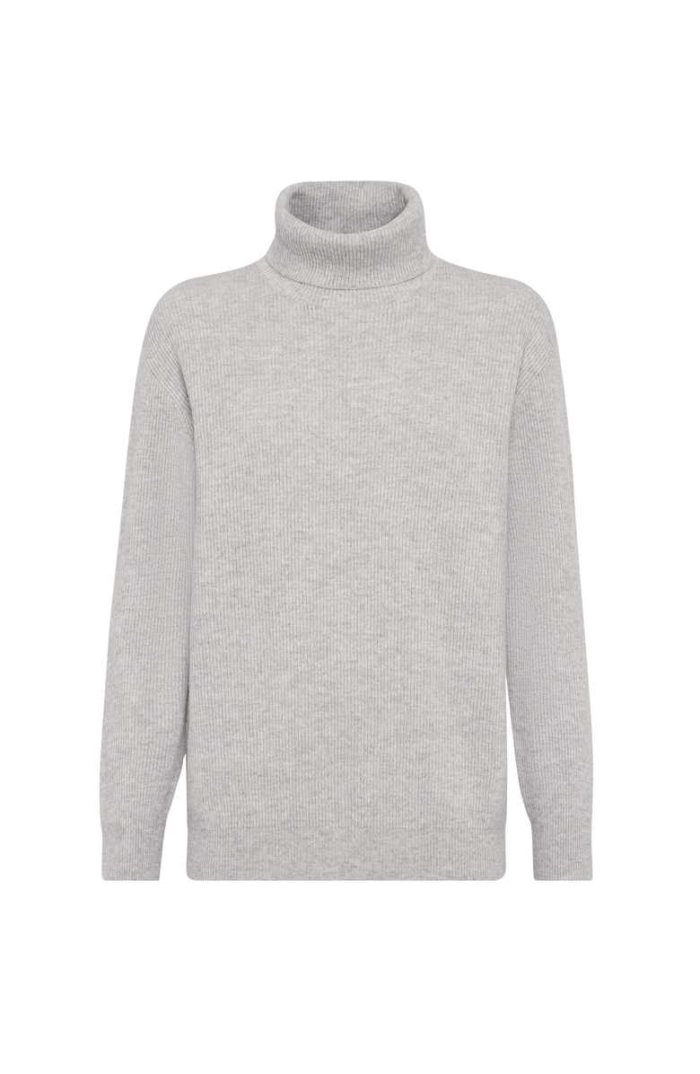 Brunello Cucinelli English Rib knit sweater, Main, color, Light Grey