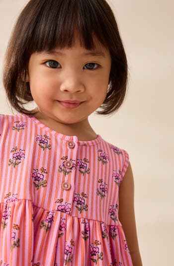 Kids' Floral Print Ribbed Romper