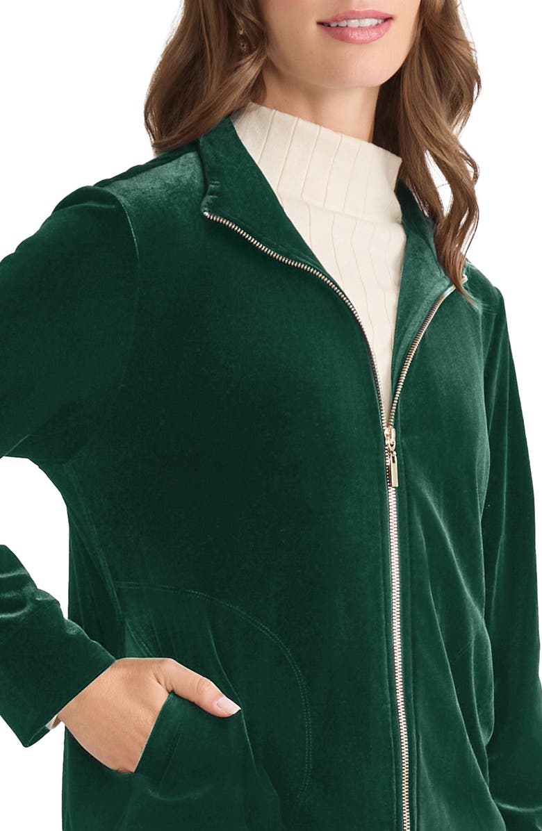 Jones New York Velour Jacket, Alternate, color, Dk Forest Green