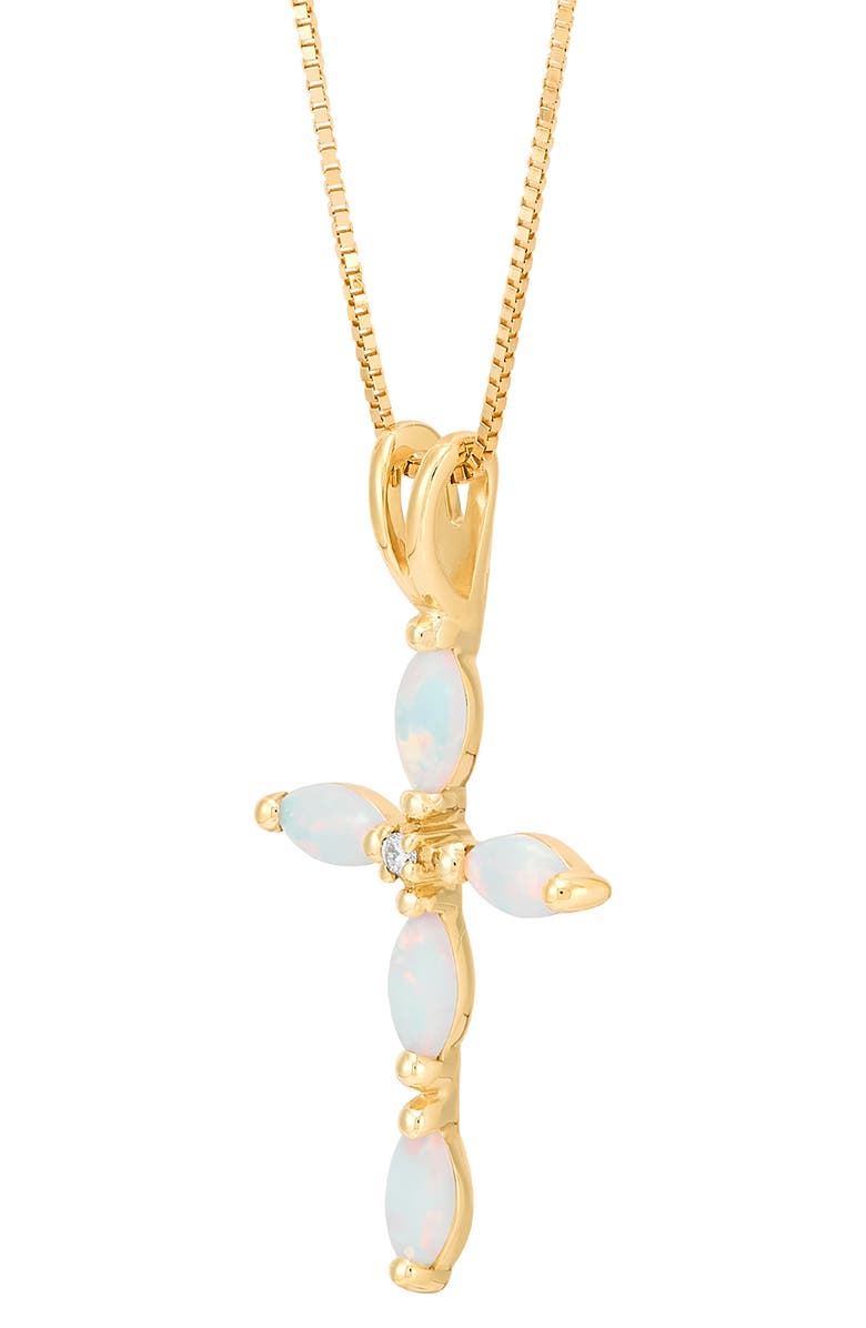 Frankie & Zoe Diamond & Opal Cross Pendant Necklace, Alternate, color, Yellow Gold