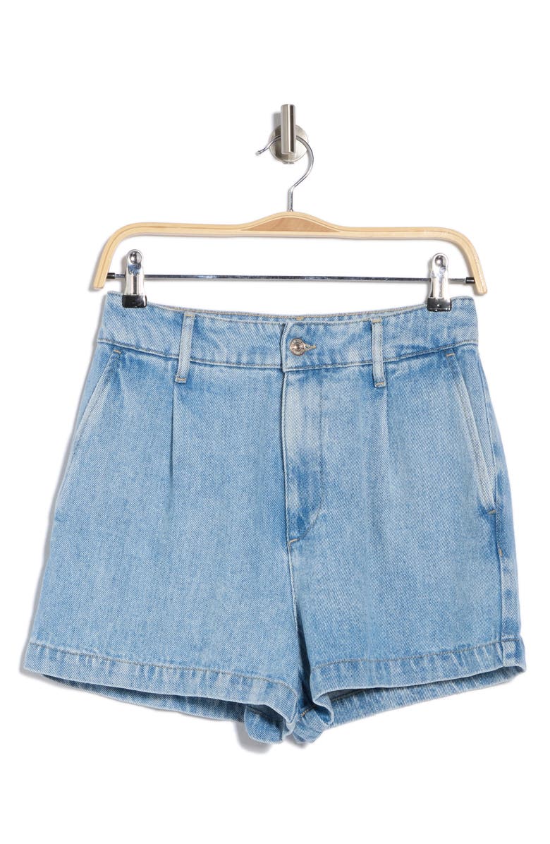7 For All Mankind High Waist Pleated Denim Shorts, Alternate, color,