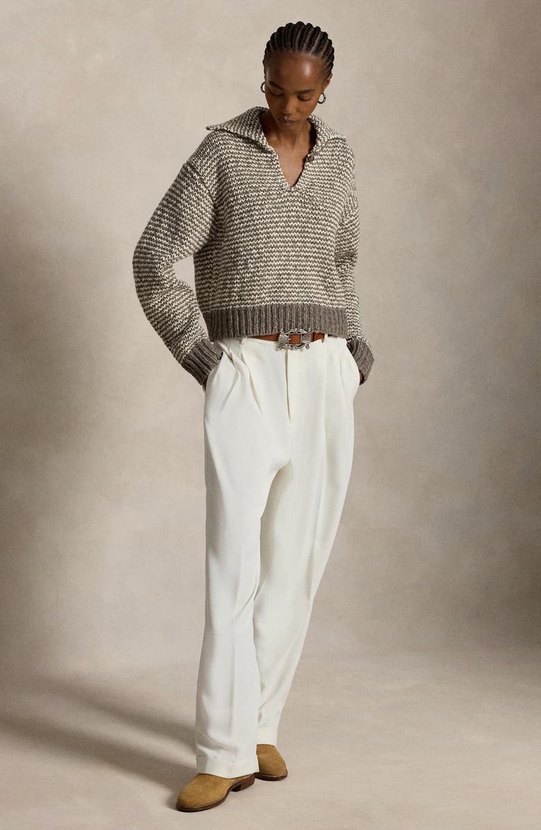 Polo Ralph Lauren Striped Cotton & Wool Blend Sweater, Alternate, color, Stone Grey/ Cream Stripe