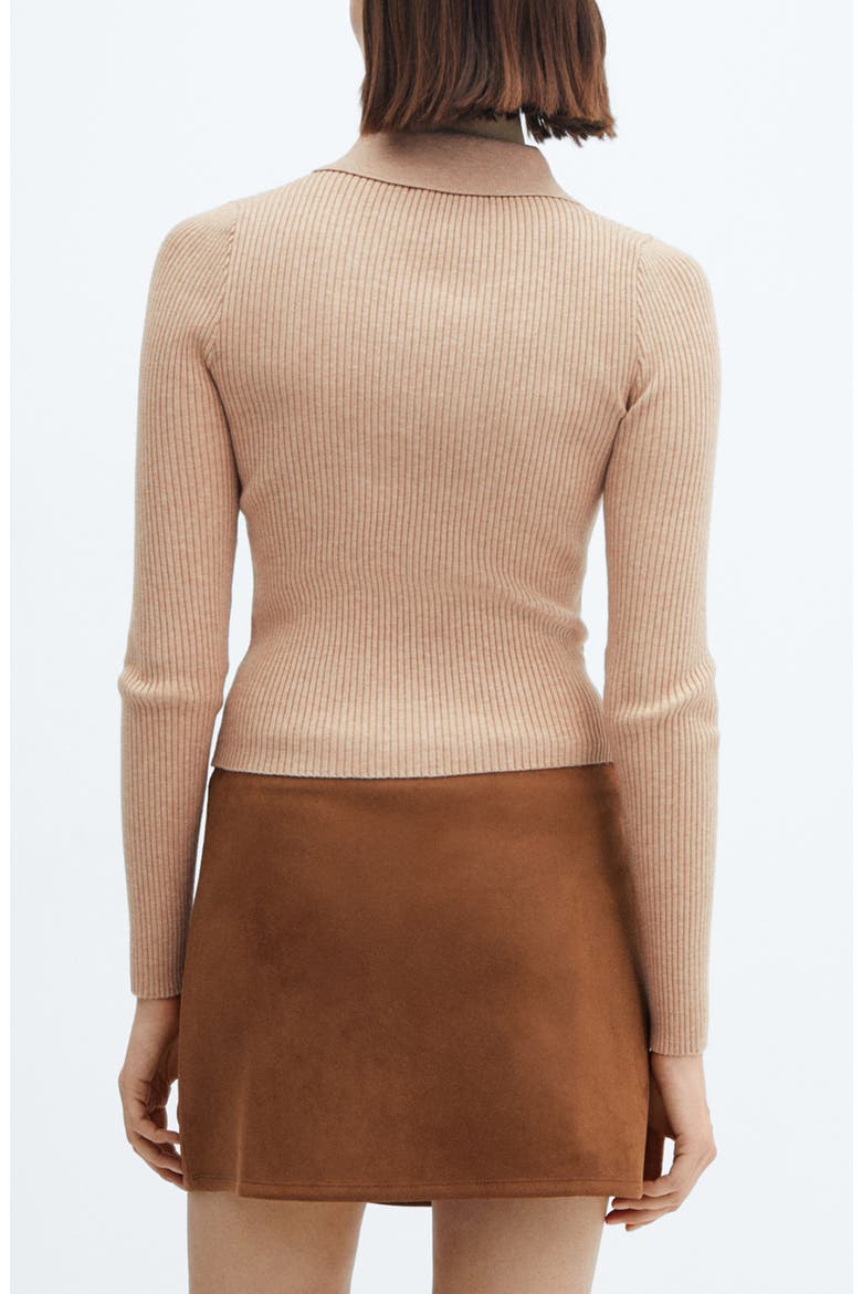 Front Keyhole Rib Polo Sweater, Alternate, color, BEIGE