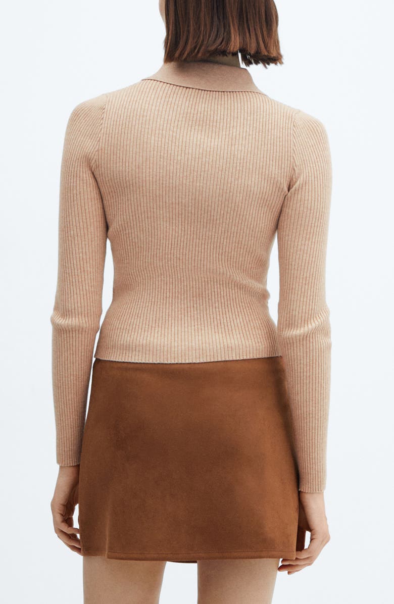 MANGO Front Keyhole Rib Polo Sweater, Alternate, color, 