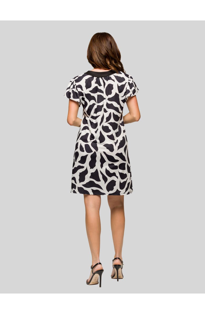 24seven Comfort Apparel Black and White Short Sleeve Scoop Neck Mini Dress, Alternate, color, Black Multi