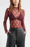 Open Edit Floral Stretch Lace Top