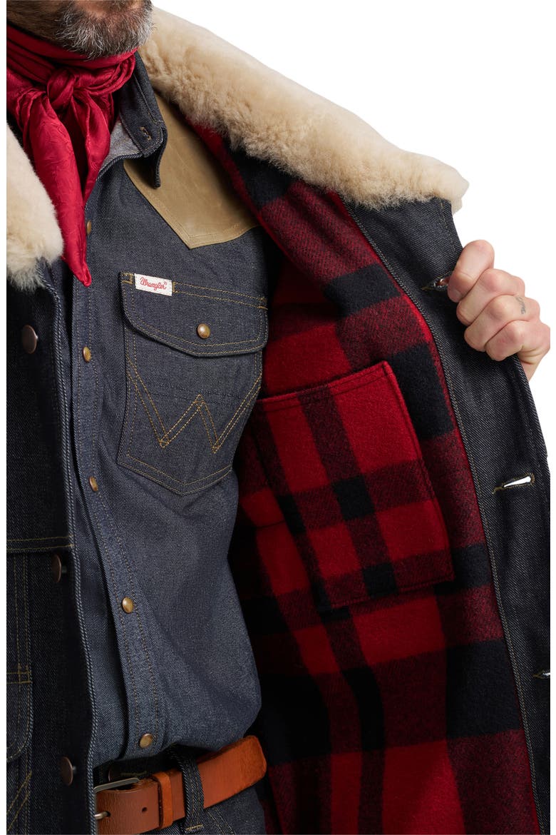 Filson X Wrangler Genuine Shearling Collar Packer Jacket, Alternate, color, INDIGO