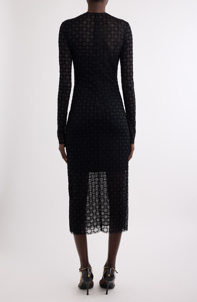 Givenchy Monogram 72 Glitter Flocked Long Sleeve Mesh Dress, Alternate, color, Black/ Silvery