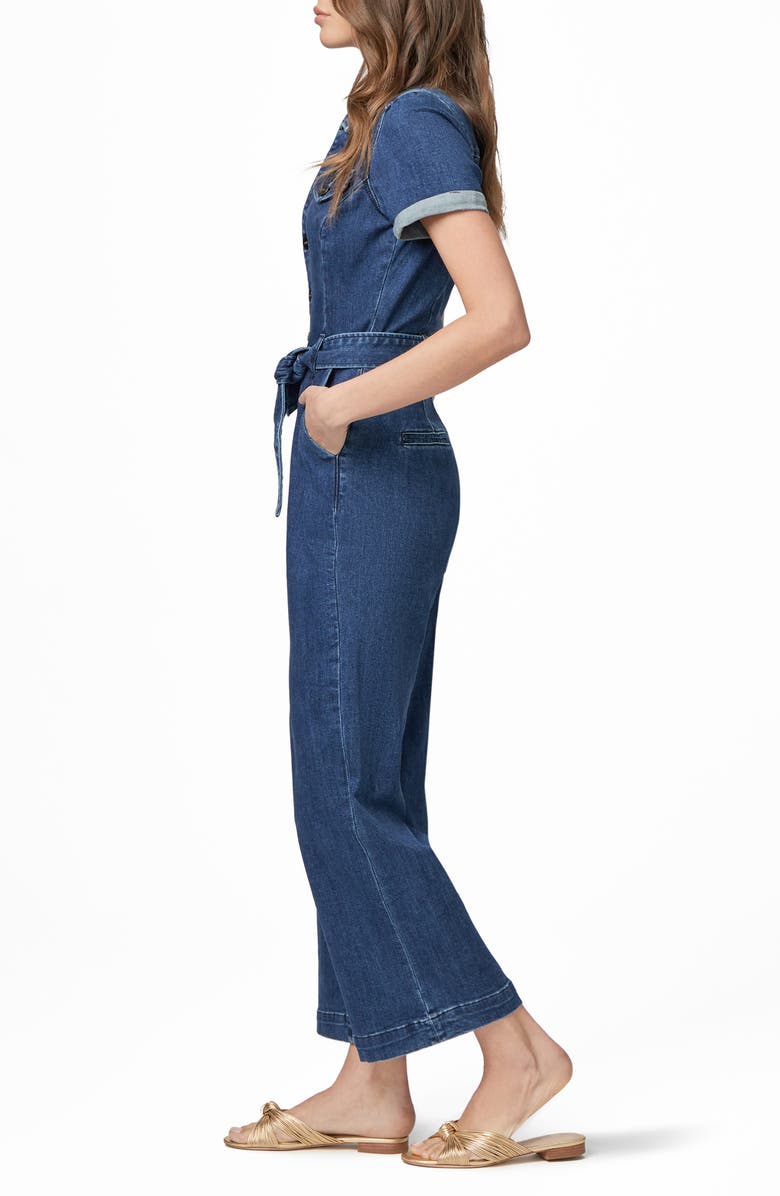 PAIGE Anessa Short Sleeve Denim Jumpsuit, Alternate, color,