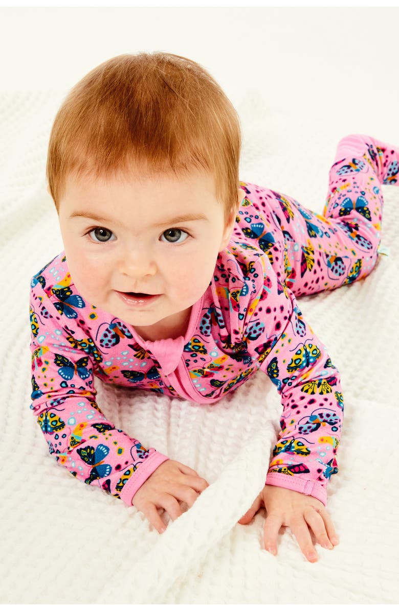 Clover Baby & Kids Soft & Stretchy Zipper Footie - Butterflies, Main, color, Butterflies