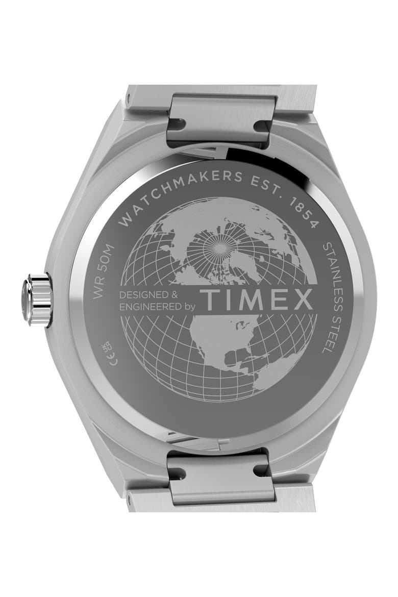 Q Timex® Continental GMT 39mm Stainless Steel Bracelet Watch, Alternate, color, GREEN/ STAINLESS STEEL