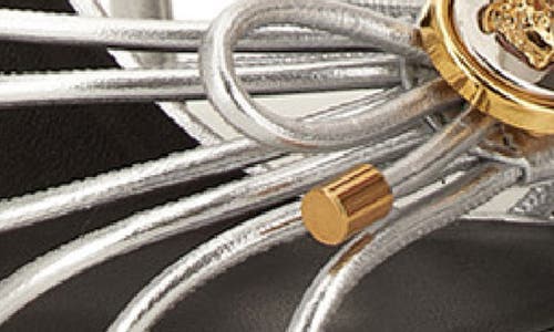 Versace Opera Bow Strappy Ankle Strap Sandal In Metallic