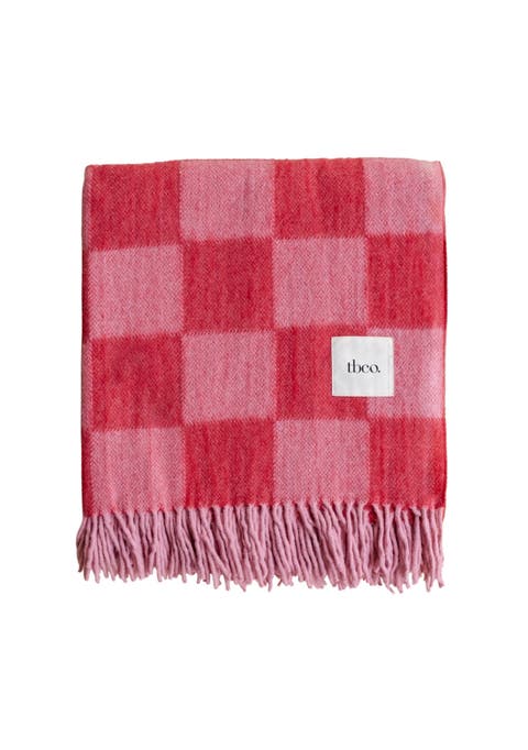 Recycled Wool Checkered Throw Blanket