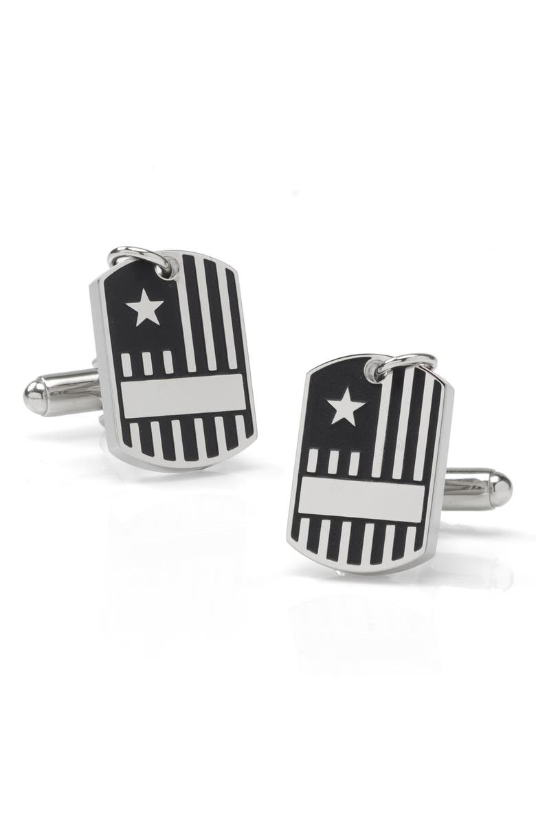 Cufflinks, Inc. Antiqued Silver Military Tag Cuff Links, Alternate, color, Silver